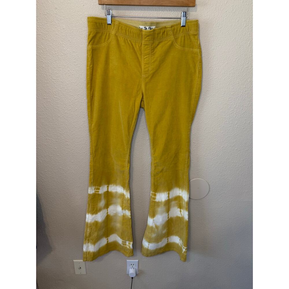 Rare Free People Gold We The Free Tie Dye Super Flare Pull On Corduroy Jeans 32 - Picture 11 of 12